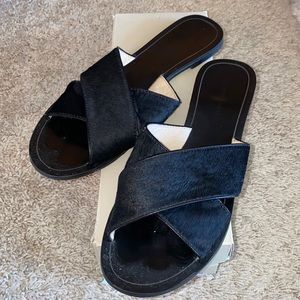 Banana Republic Celina Calf Hair Black Sandals